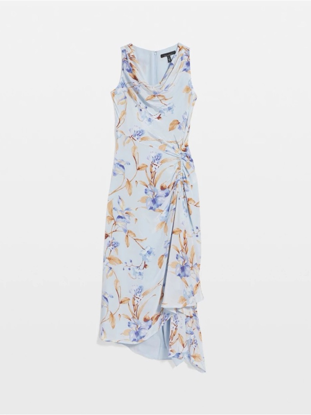 WHITEHOUSE BLACKMARKET•petite cowl neck floral ruched midi dress 8P EUC - Picture 5 of 8